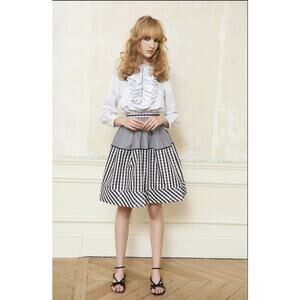 Dice Kayek High-Waisted Gingham Print Midi Skirt - Plaid - Navy Black Multi